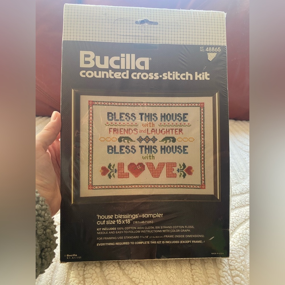 Bucilla House Blessings Cross-Stitch Kit with Red and Blue